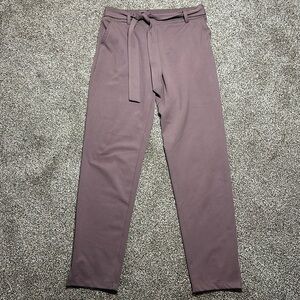 Nicole Miller XS purple business casual tie waist crop straight leg pants plum